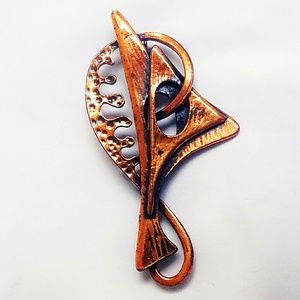 Vintage Mid-Century Modern Signed Designer Rebajes Harpoon Copper Pin